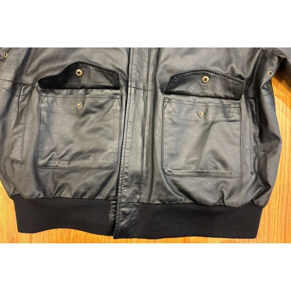 SCANDIA WOODS Leather Jacket Mens Size Large Black Bomber Motorcyle Fully Lined - Picture 6 of 12